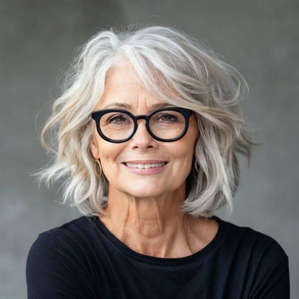 coupe de cheveux 70 ans et lunettes