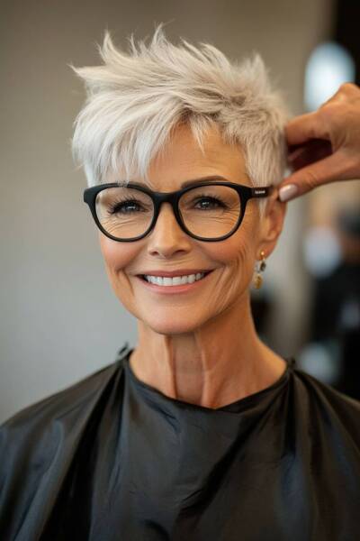 coupe de cheveux 70 ans et lunettes