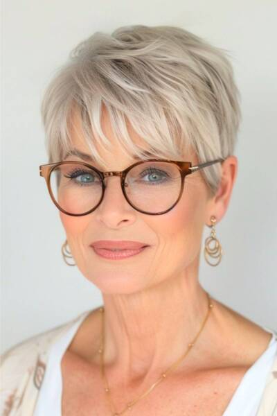 coupe de cheveux 70 ans et lunettes